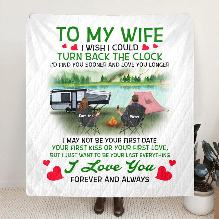 Custom Personalized Camping Couple Fleece/ Quilt Blanket - Gift Idea For Couple/ Camping Lover - I Love You Forever And Always