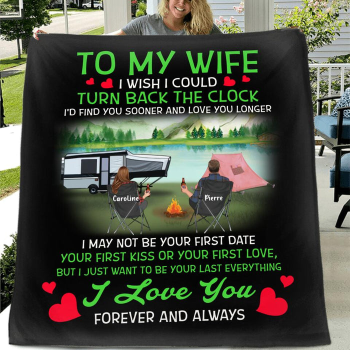 Custom Personalized Camping Couple Pillow Cover/ Fleece/ Quilt Blanket - Gift Idea For Couple/ Camping Lover - I Love You Forever And Always