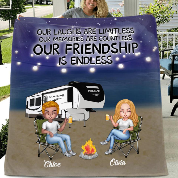 Custom Personalized Camping Friends Quilt/Fleece Blanket - Upto 4 People - Gift Idea For Friends/ Camping Lover - If Lost Or Drunk Return To My Camping Friends