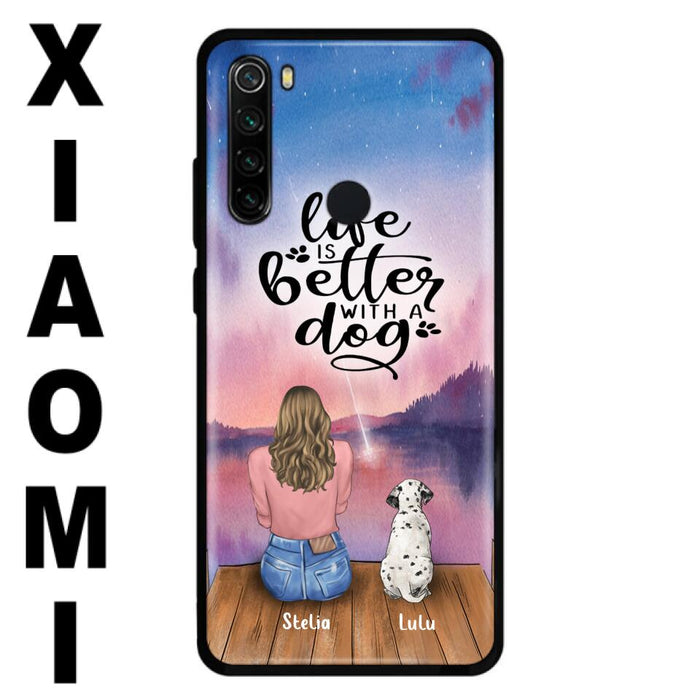 Custom Personalized Dog Mom Phone Case - Gifts For Dog Lovers With Upto 4 Dogs - Life Is Better With A Dog - Case For iPhone, Samsung And Xiaomi