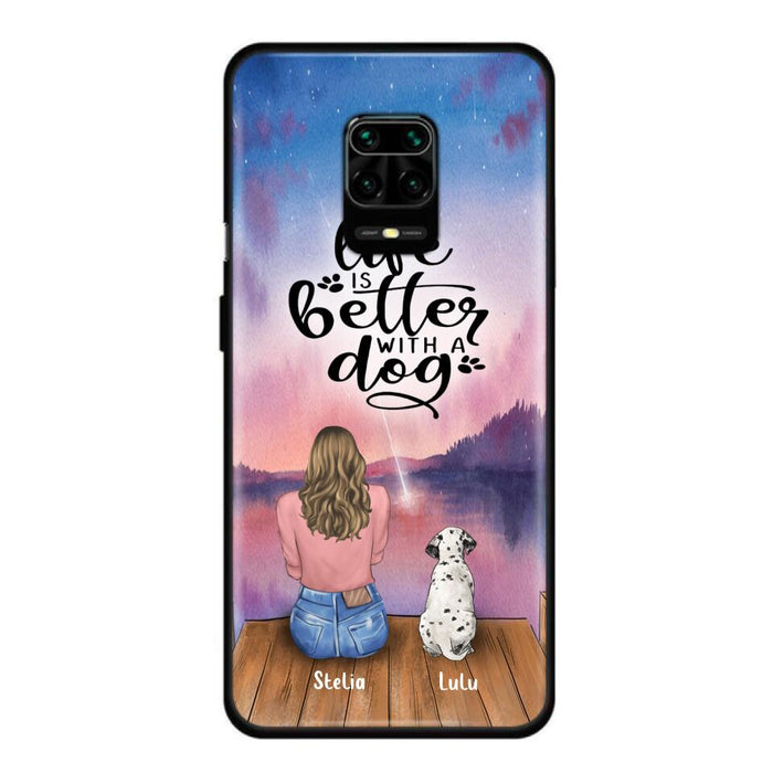 Custom Personalized Dog Mom Phone Case - Gifts For Dog Lovers With Upto 4 Dogs - Life Is Better With A Dog - Case For iPhone, Samsung And Xiaomi