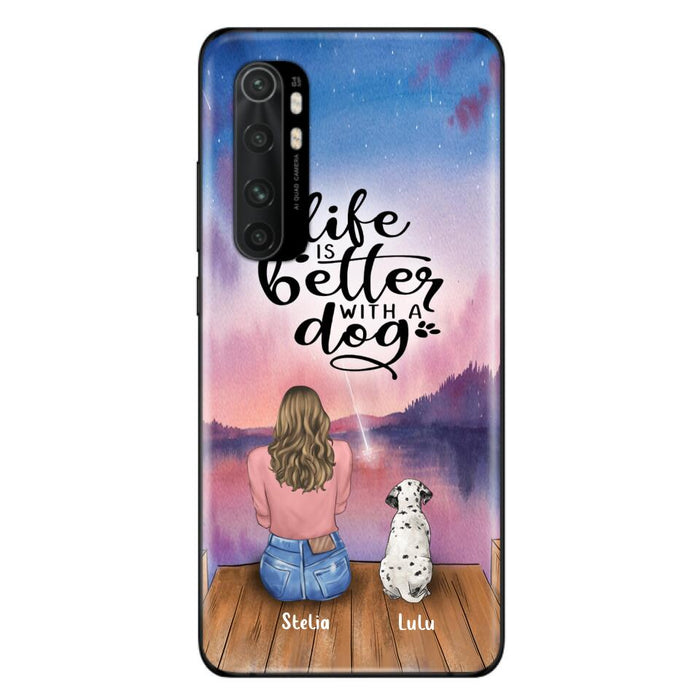 Custom Personalized Dog Mom Phone Case - Gifts For Dog Lovers With Upto 4 Dogs - Life Is Better With A Dog - Case For iPhone, Samsung And Xiaomi