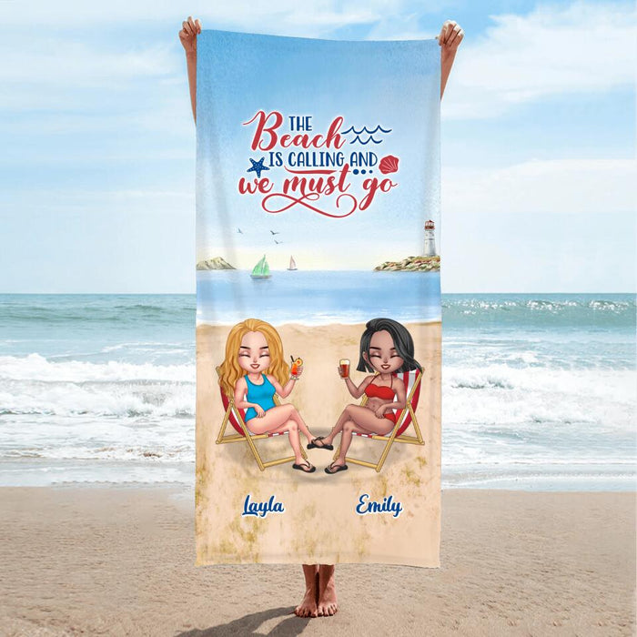 Custom Personalized Friends Beach Towel - Upto 5 People - Gift Idea For Friends - The Beach Is Calling And We Must Go