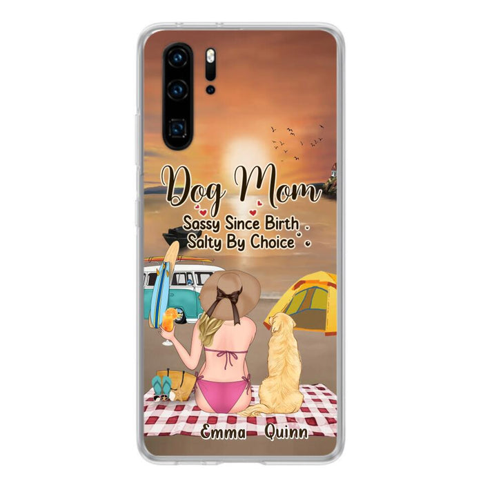 Custom Personalized Dog Mom Phone Case - Upto 4 Dogs - Mother's Day Gift Idea for Dog Lovers - Dog Mom Sassy Since Birth Salty By Choice - Case for Xiaomi/Huawei/Oppo