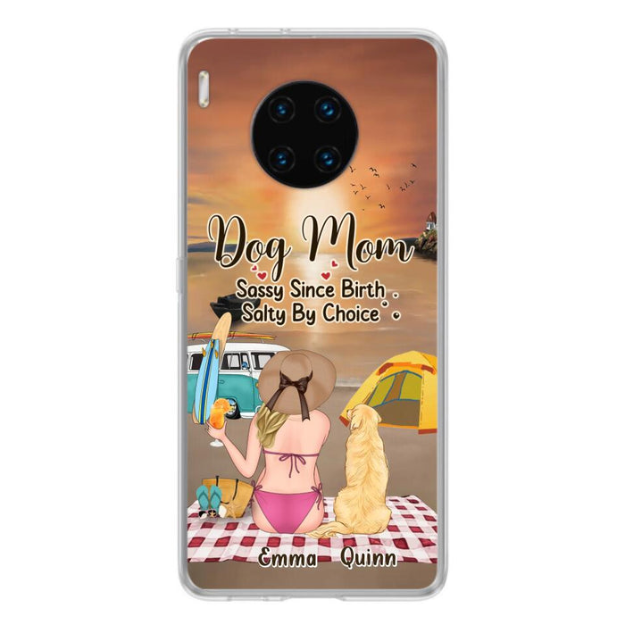 Custom Personalized Dog Mom Phone Case - Upto 4 Dogs - Mother's Day Gift Idea for Dog Lovers - Dog Mom Sassy Since Birth Salty By Choice - Case for Xiaomi/Huawei/Oppo