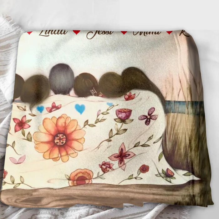 Custom Personalized Mom & Daughter Quilt/Single Layer Fleece Blanket/Pillow Cover - Gift Idea For Mother's Day - Upto 5 Children - Mom Thanks For Being My Hero