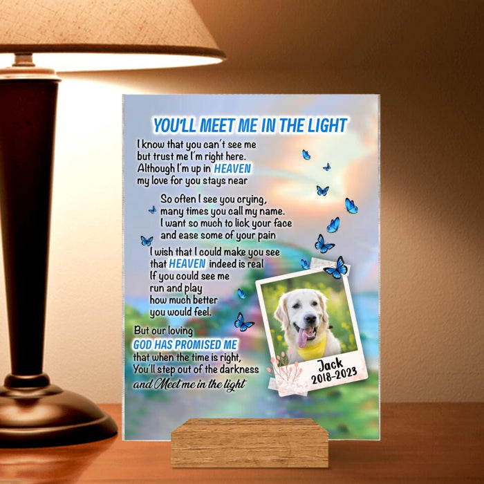 Custom Personalized Memorial Dog Custom Photo Acrylic Plaque - Memorial Gift Idea For Dog Owners - You'll Meet Me In The Light