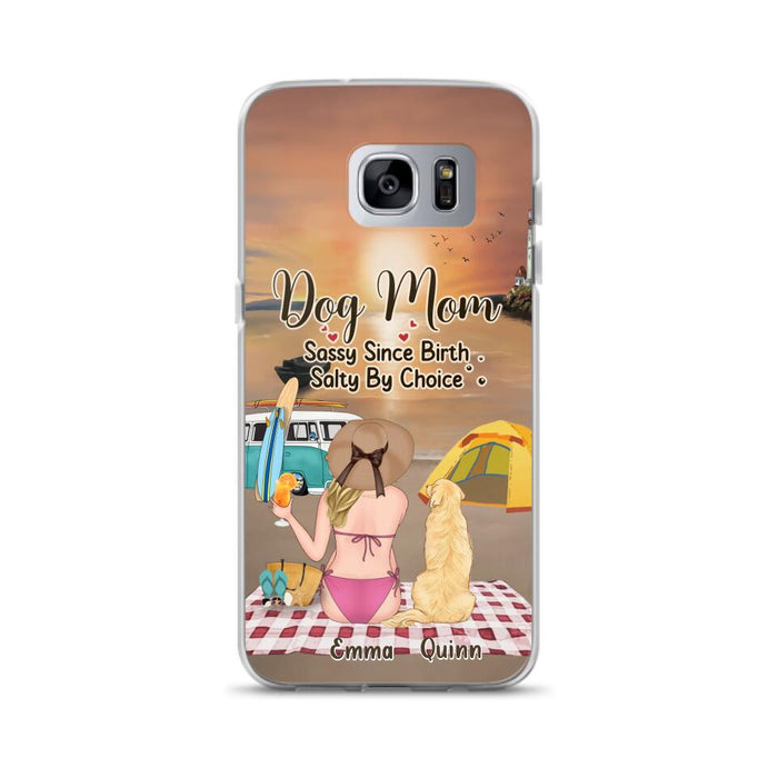 Custom Personalized Dog Mom Phone Case - Upto 4 Dogs - Mother's Day Gift Idea for Dog Lovers - Dog Mom Sassy Since Birth Salty By Choice - Case for iPhone/Samsung