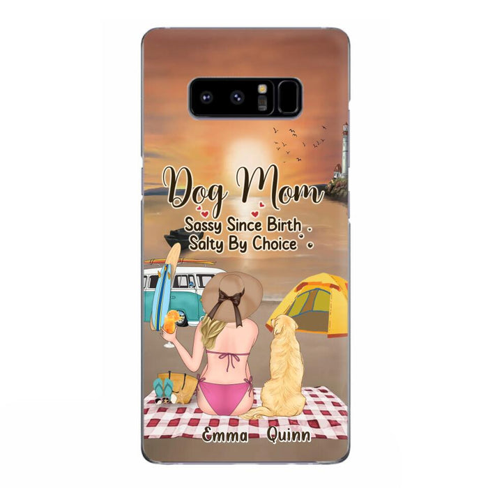 Custom Personalized Dog Mom Phone Case - Upto 4 Dogs - Mother's Day Gift Idea for Dog Lovers - Dog Mom Sassy Since Birth Salty By Choice - Case for iPhone/Samsung