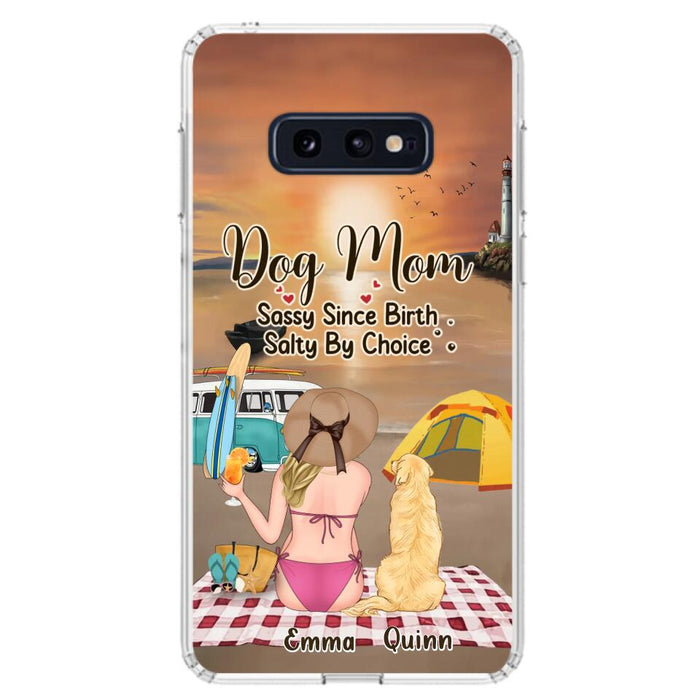 Custom Personalized Dog Mom Phone Case - Upto 4 Dogs - Mother's Day Gift Idea for Dog Lovers - Dog Mom Sassy Since Birth Salty By Choice - Case for iPhone/Samsung