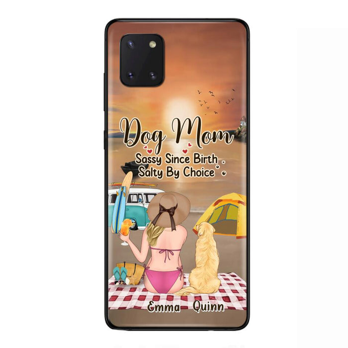 Custom Personalized Dog Mom Phone Case - Upto 4 Dogs - Mother's Day Gift Idea for Dog Lovers - Dog Mom Sassy Since Birth Salty By Choice - Case for iPhone/Samsung