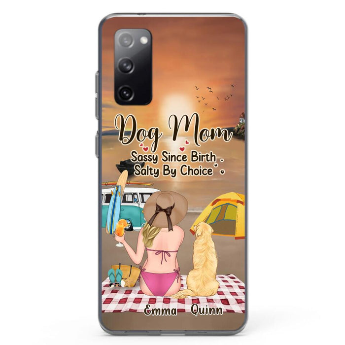 Custom Personalized Dog Mom Phone Case - Upto 4 Dogs - Mother's Day Gift Idea for Dog Lovers - Dog Mom Sassy Since Birth Salty By Choice - Case for iPhone/Samsung