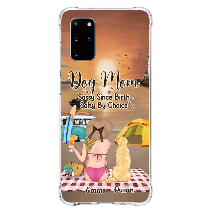 Custom Personalized Dog Mom Phone Case - Upto 4 Dogs - Mother's Day Gift Idea for Dog Lovers - Dog Mom Sassy Since Birth Salty By Choice - Case for iPhone/Samsung