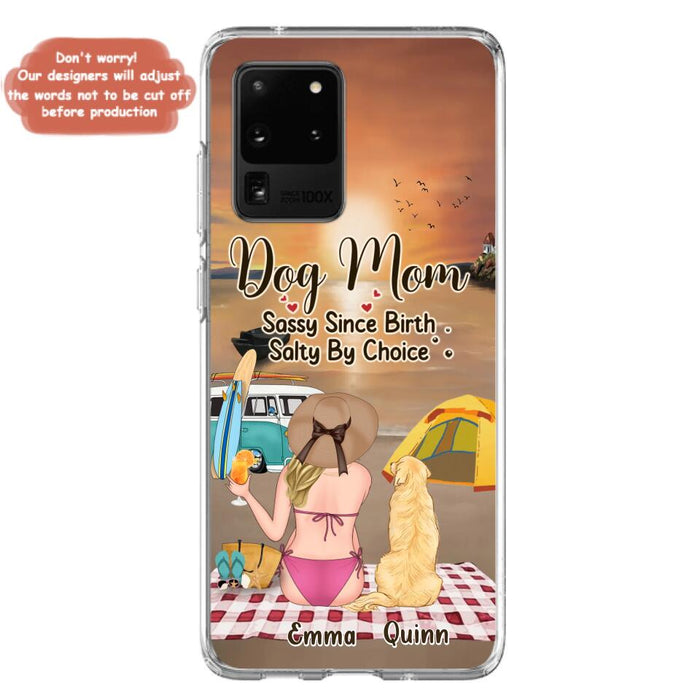 Custom Personalized Dog Mom Phone Case - Upto 4 Dogs - Mother's Day Gift Idea for Dog Lovers - Dog Mom Sassy Since Birth Salty By Choice - Case for iPhone/Samsung