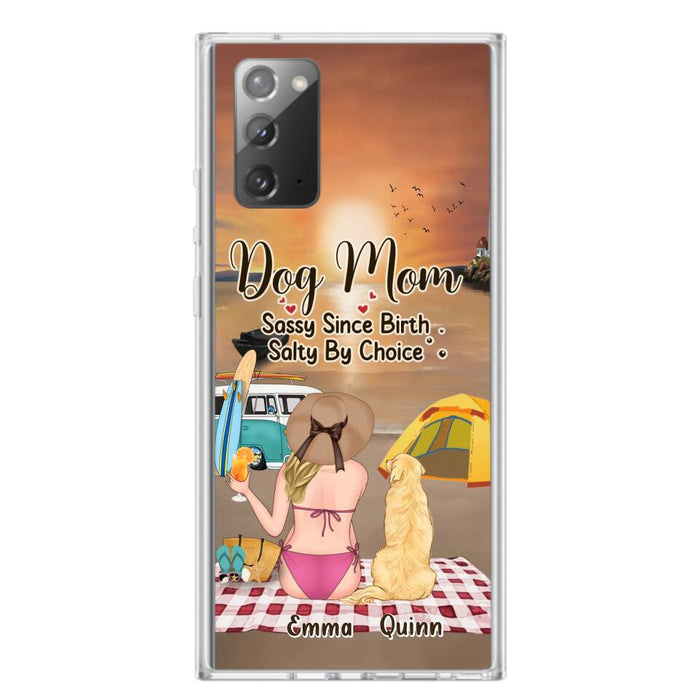 Custom Personalized Dog Mom Phone Case - Upto 4 Dogs - Mother's Day Gift Idea for Dog Lovers - Dog Mom Sassy Since Birth Salty By Choice - Case for iPhone/Samsung