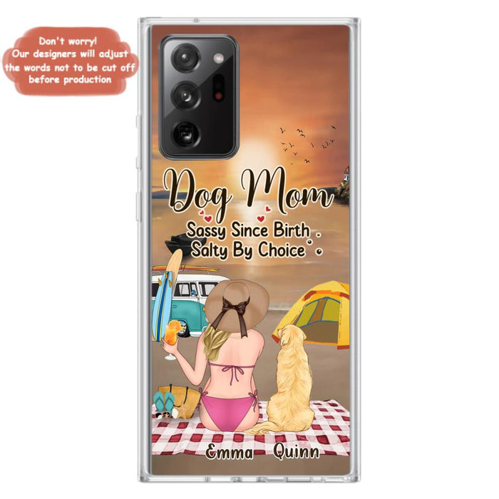 Custom Personalized Dog Mom Phone Case - Upto 4 Dogs - Mother's Day Gift Idea for Dog Lovers - Dog Mom Sassy Since Birth Salty By Choice - Case for iPhone/Samsung