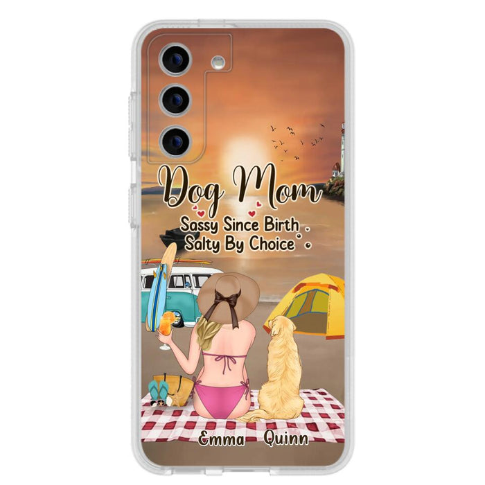 Custom Personalized Dog Mom Phone Case - Upto 4 Dogs - Mother's Day Gift Idea for Dog Lovers - Dog Mom Sassy Since Birth Salty By Choice - Case for iPhone/Samsung