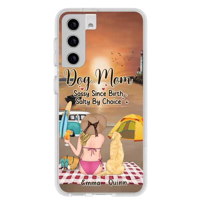 Custom Personalized Dog Mom Phone Case - Upto 4 Dogs - Mother's Day Gift Idea for Dog Lovers - Dog Mom Sassy Since Birth Salty By Choice - Case for iPhone/Samsung