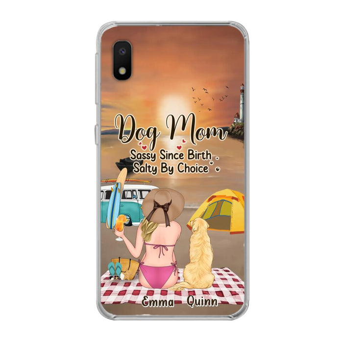 Custom Personalized Dog Mom Phone Case - Upto 4 Dogs - Mother's Day Gift Idea for Dog Lovers - Dog Mom Sassy Since Birth Salty By Choice - Case for iPhone/Samsung