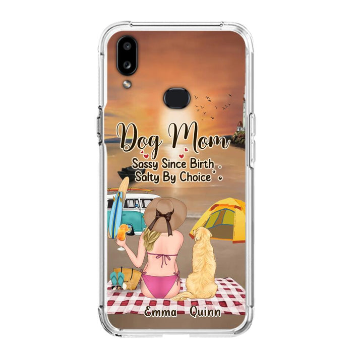 Custom Personalized Dog Mom Phone Case - Upto 4 Dogs - Mother's Day Gift Idea for Dog Lovers - Dog Mom Sassy Since Birth Salty By Choice - Case for iPhone/Samsung