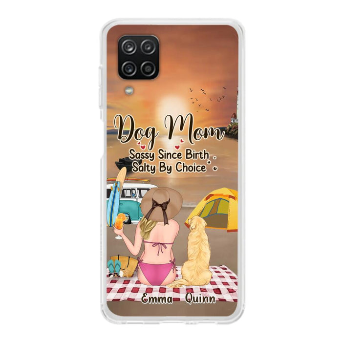 Custom Personalized Dog Mom Phone Case - Upto 4 Dogs - Mother's Day Gift Idea for Dog Lovers - Dog Mom Sassy Since Birth Salty By Choice - Case for iPhone/Samsung