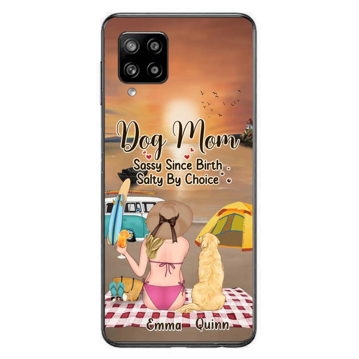 Custom Personalized Dog Mom Phone Case - Upto 4 Dogs - Mother's Day Gift Idea for Dog Lovers - Dog Mom Sassy Since Birth Salty By Choice - Case for iPhone/Samsung