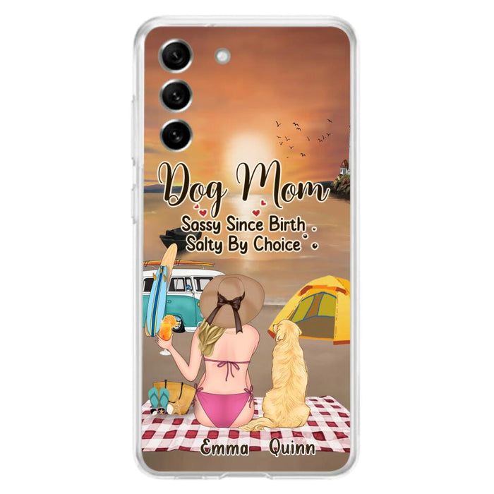 Custom Personalized Dog Mom Phone Case - Upto 4 Dogs - Mother's Day Gift Idea for Dog Lovers - Dog Mom Sassy Since Birth Salty By Choice - Case for iPhone/Samsung