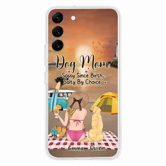 Custom Personalized Dog Mom Phone Case - Upto 4 Dogs - Mother's Day Gift Idea for Dog Lovers - Dog Mom Sassy Since Birth Salty By Choice - Case for iPhone/Samsung