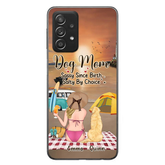 Custom Personalized Dog Mom Phone Case - Upto 4 Dogs - Mother's Day Gift Idea for Dog Lovers - Dog Mom Sassy Since Birth Salty By Choice - Case for iPhone/Samsung