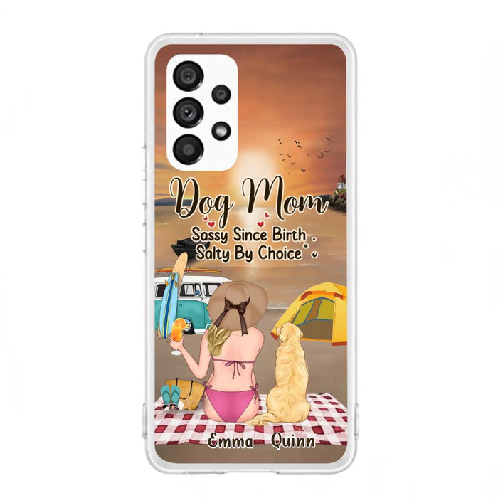 Custom Personalized Dog Mom Phone Case - Upto 4 Dogs - Mother's Day Gift Idea for Dog Lovers - Dog Mom Sassy Since Birth Salty By Choice - Case for iPhone/Samsung