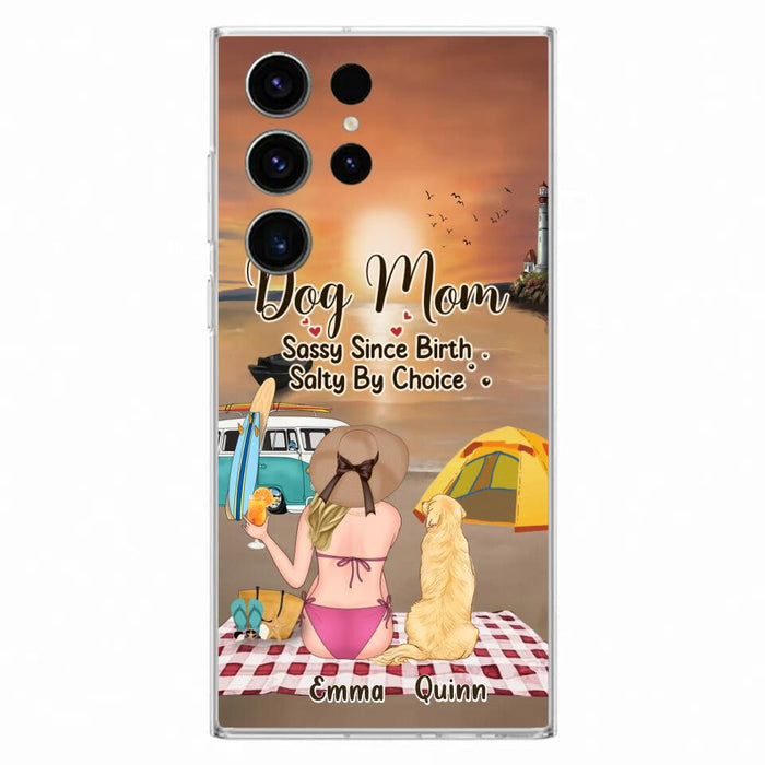 Custom Personalized Dog Mom Phone Case - Upto 4 Dogs - Mother's Day Gift Idea for Dog Lovers - Dog Mom Sassy Since Birth Salty By Choice - Case for iPhone/Samsung