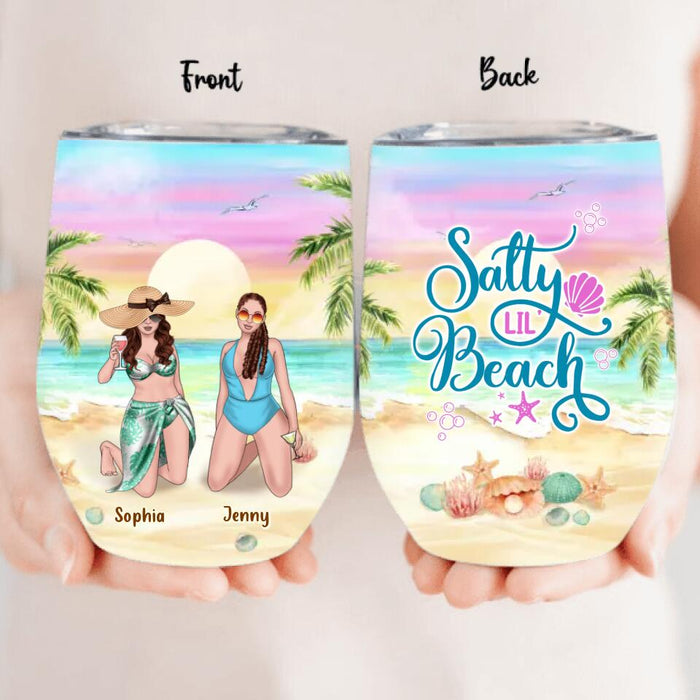 Custom Personalized Beach Besties Wine Tumbler - Upto 4 Girls - Gift Idea For Friends/Besties/Sisters - Summer Gift Idea For Beach Lover - Salty Lil's Beach