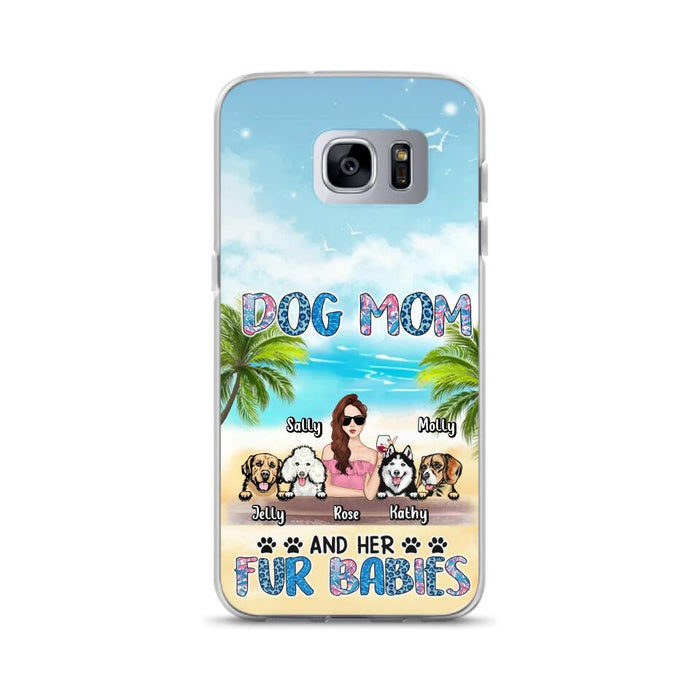 Custom Personalized Dog Mom Summer Patterned Phone Case - Upto 4 Dogs - Gift Idea For Dog Mom/Dog Lovers - Dog Mom And Her Fur Babies - Cases For iPhone/Samsung