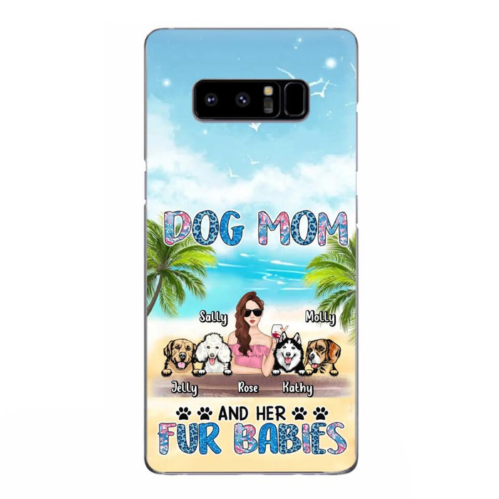 Custom Personalized Dog Mom Summer Patterned Phone Case - Upto 4 Dogs - Gift Idea For Dog Mom/Dog Lovers - Dog Mom And Her Fur Babies - Cases For iPhone/Samsung