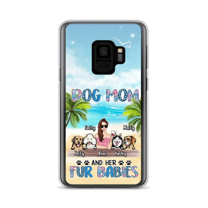 Custom Personalized Dog Mom Summer Patterned Phone Case - Upto 4 Dogs - Gift Idea For Dog Mom/Dog Lovers - Dog Mom And Her Fur Babies - Cases For iPhone/Samsung