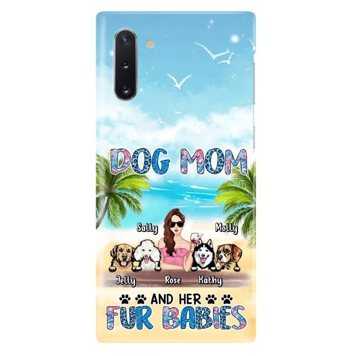 Custom Personalized Dog Mom Summer Patterned Phone Case - Upto 4 Dogs - Gift Idea For Dog Mom/Dog Lovers - Dog Mom And Her Fur Babies - Cases For iPhone/Samsung