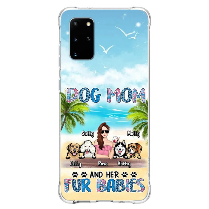 Custom Personalized Dog Mom Summer Patterned Phone Case - Upto 4 Dogs - Gift Idea For Dog Mom/Dog Lovers - Dog Mom And Her Fur Babies - Cases For iPhone/Samsung