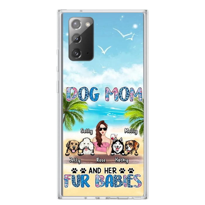 Custom Personalized Dog Mom Summer Patterned Phone Case - Upto 4 Dogs - Gift Idea For Dog Mom/Dog Lovers - Dog Mom And Her Fur Babies - Cases For iPhone/Samsung