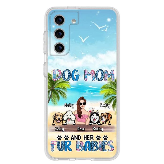 Custom Personalized Dog Mom Summer Patterned Phone Case - Upto 4 Dogs - Gift Idea For Dog Mom/Dog Lovers - Dog Mom And Her Fur Babies - Cases For iPhone/Samsung