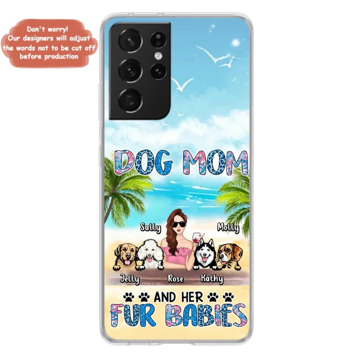 Custom Personalized Dog Mom Summer Patterned Phone Case - Upto 4 Dogs - Gift Idea For Dog Mom/Dog Lovers - Dog Mom And Her Fur Babies - Cases For iPhone/Samsung