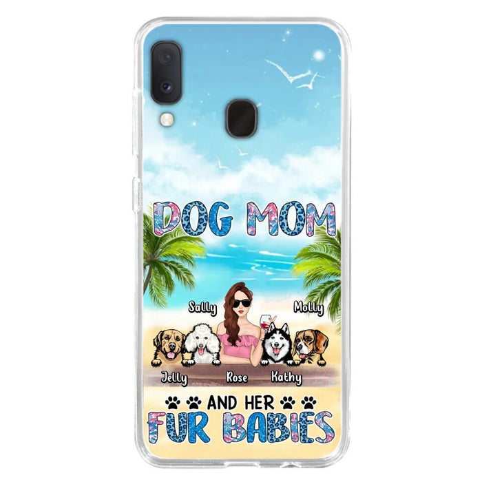 Custom Personalized Dog Mom Summer Patterned Phone Case - Upto 4 Dogs - Gift Idea For Dog Mom/Dog Lovers - Dog Mom And Her Fur Babies - Cases For iPhone/Samsung