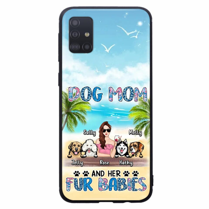 Custom Personalized Dog Mom Summer Patterned Phone Case - Upto 4 Dogs - Gift Idea For Dog Mom/Dog Lovers - Dog Mom And Her Fur Babies - Cases For iPhone/Samsung