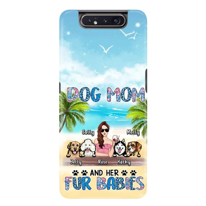 Custom Personalized Dog Mom Summer Patterned Phone Case - Upto 4 Dogs - Gift Idea For Dog Mom/Dog Lovers - Dog Mom And Her Fur Babies - Cases For iPhone/Samsung