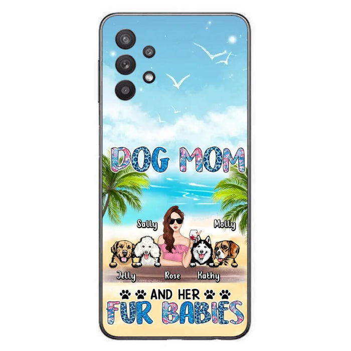 Custom Personalized Dog Mom Summer Patterned Phone Case - Upto 4 Dogs - Gift Idea For Dog Mom/Dog Lovers - Dog Mom And Her Fur Babies - Cases For iPhone/Samsung