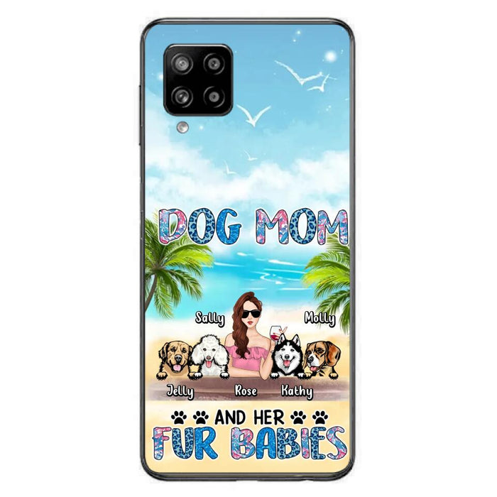 Custom Personalized Dog Mom Summer Patterned Phone Case - Upto 4 Dogs - Gift Idea For Dog Mom/Dog Lovers - Dog Mom And Her Fur Babies - Cases For iPhone/Samsung