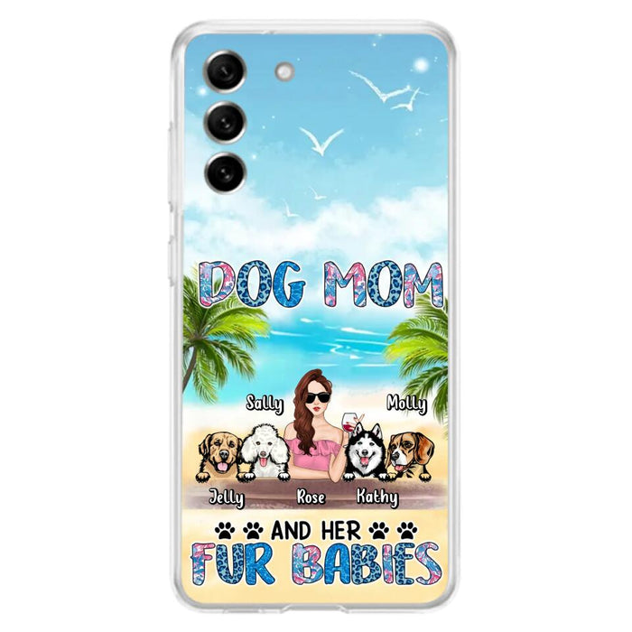 Custom Personalized Dog Mom Summer Patterned Phone Case - Upto 4 Dogs - Gift Idea For Dog Mom/Dog Lovers - Dog Mom And Her Fur Babies - Cases For iPhone/Samsung