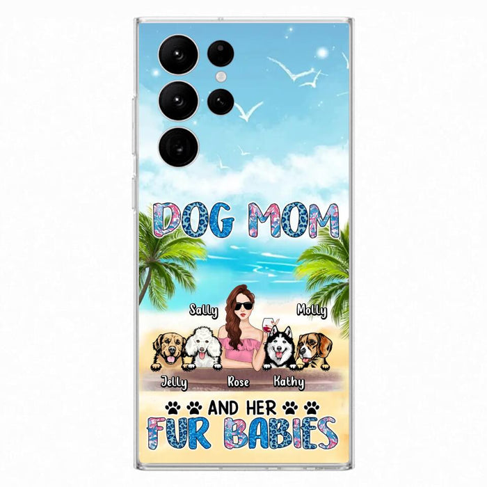 Custom Personalized Dog Mom Summer Patterned Phone Case - Upto 4 Dogs - Gift Idea For Dog Mom/Dog Lovers - Dog Mom And Her Fur Babies - Cases For iPhone/Samsung