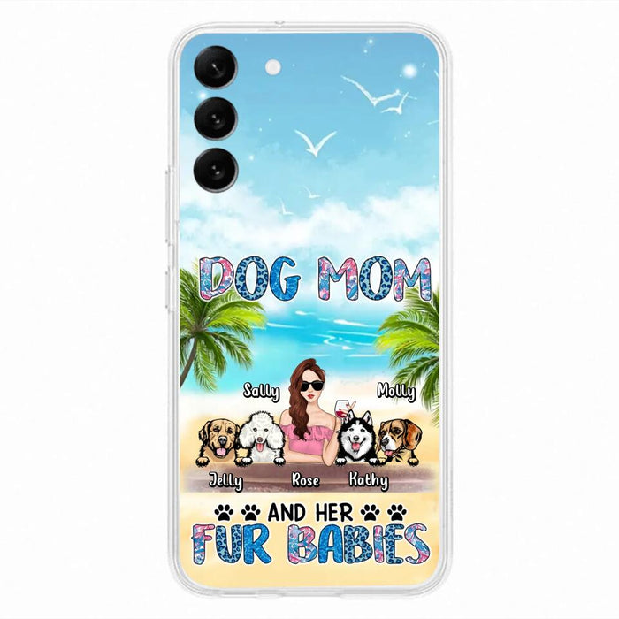 Custom Personalized Dog Mom Summer Patterned Phone Case - Upto 4 Dogs - Gift Idea For Dog Mom/Dog Lovers - Dog Mom And Her Fur Babies - Cases For iPhone/Samsung