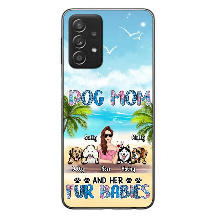 Custom Personalized Dog Mom Summer Patterned Phone Case - Upto 4 Dogs - Gift Idea For Dog Mom/Dog Lovers - Dog Mom And Her Fur Babies - Cases For iPhone/Samsung