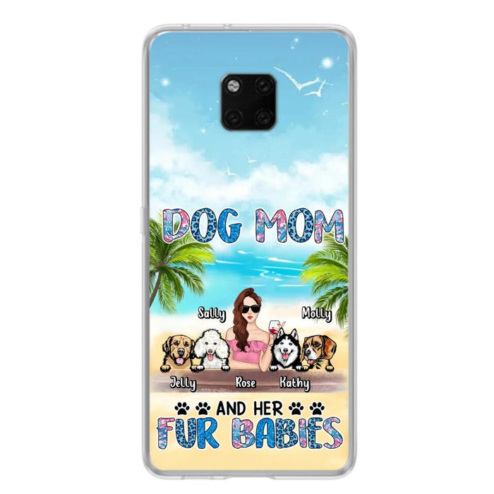 Custom Personalized Dog Mom Summer Patterned Phone Case - Upto 4 Dogs - Gift Idea For Dog Mom/Dog Lovers - Dog Mom And Her Fur Babies - Cases For Oppo/Xiaomi/Huawei